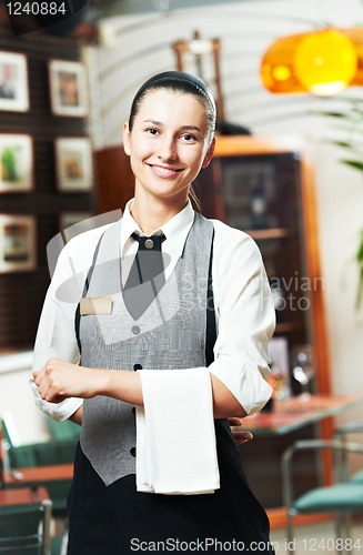 Image of Waitress girl of commercial restaurant