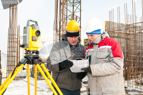 Image of Surveying works at construction site