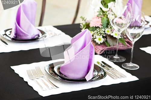 Image of close-up catering table set