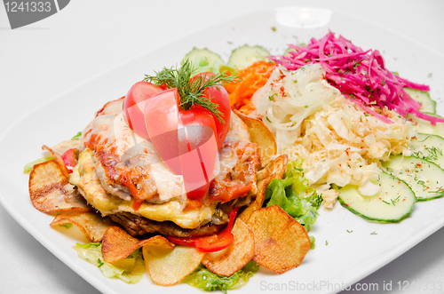 Image of Meat steak with vegetables