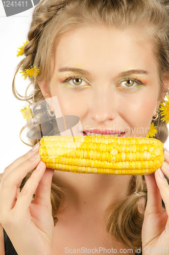 Image of woman eating corn-cob