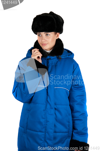 Image of blue quilted coat