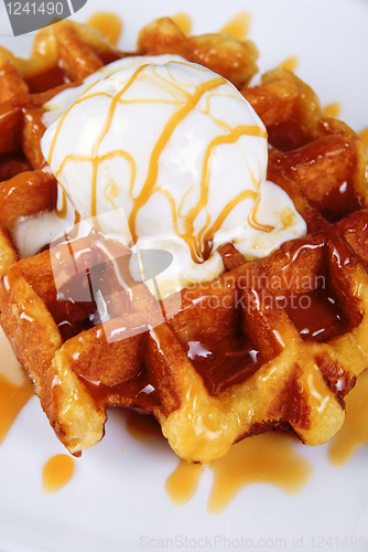 Image of Waffle and ice cream