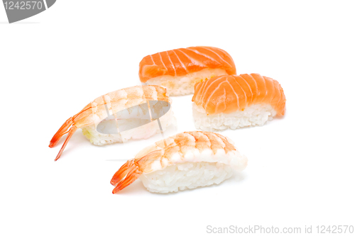 Image of Prawn and salmon nigiri