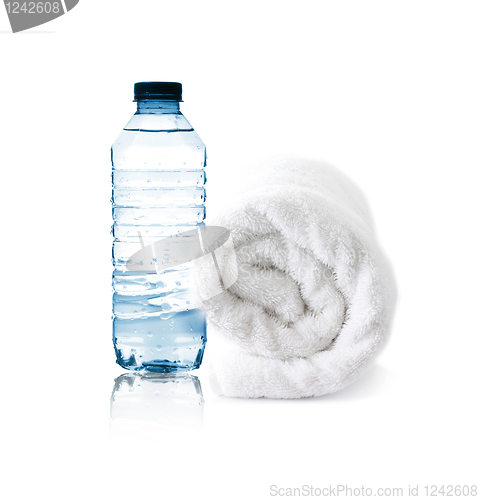 Image of Bottle of water and towel