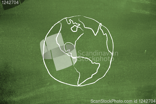 Image of Earth on blackboard