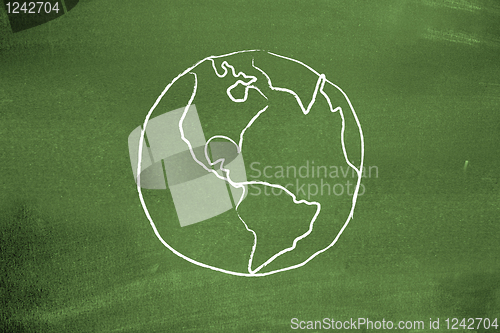Image of Earth on blackboard