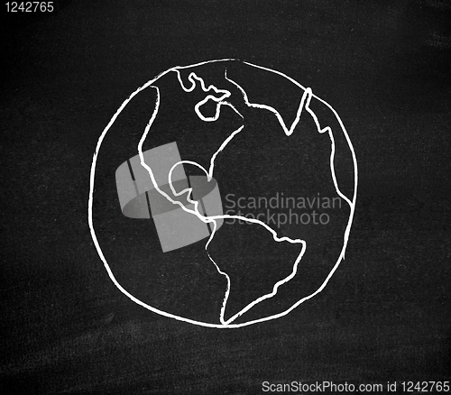 Image of Earth drawn on a blackboard