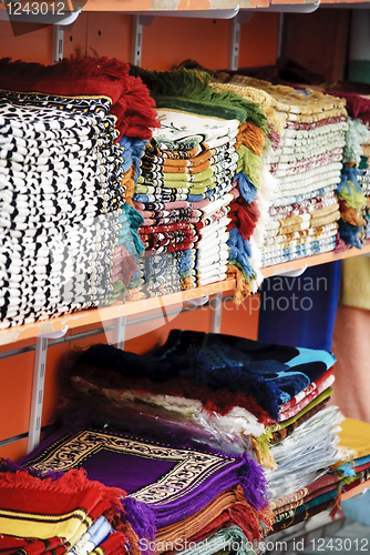 Image of Colorful rugs at the market in Dubai