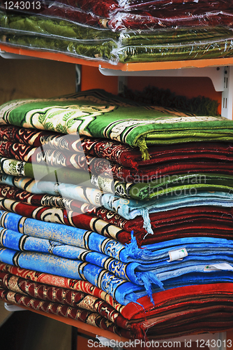 Image of Colorful rugs at the market in Dubai