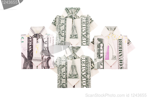 Image of Custom clothes from the dollar bills isolated 