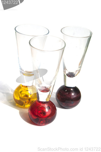 Image of Three colored wineglasses