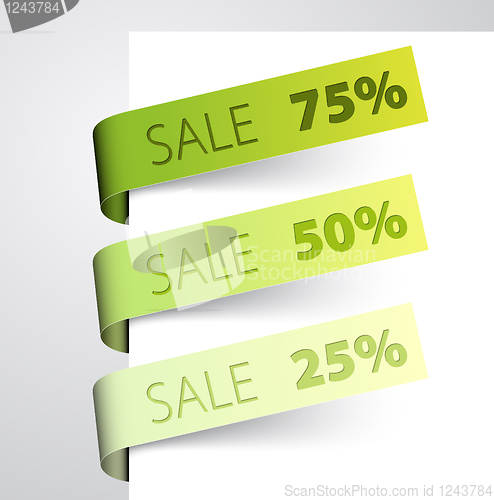 Image of Set of sale green paper tags