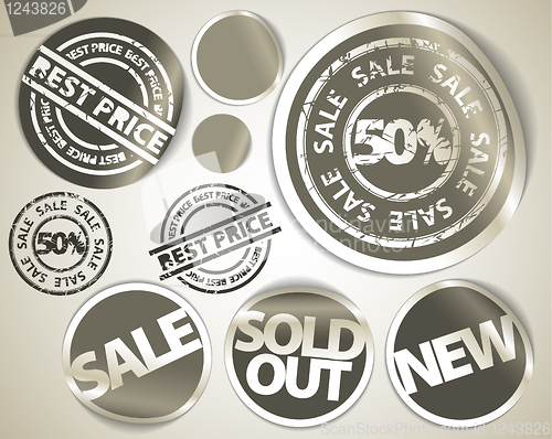 Image of Set of grunge sale labels badges and stickers