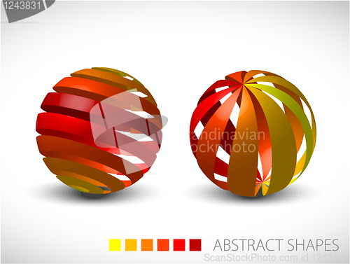 Image of Abstract spheres made from colorful stripes