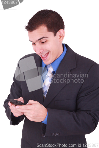 Image of business man talking on the phone isolated 