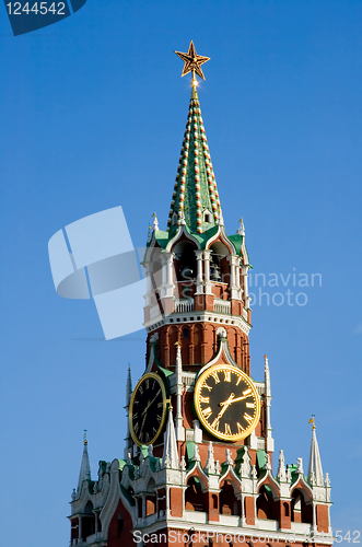 Image of Kremlin tower with clock in Moscow