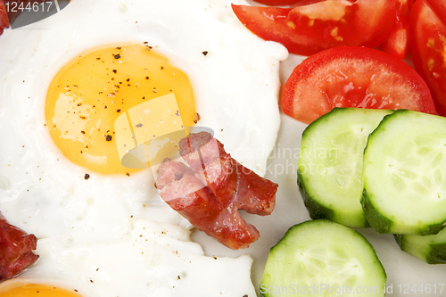 Image of fried eggs with sausage