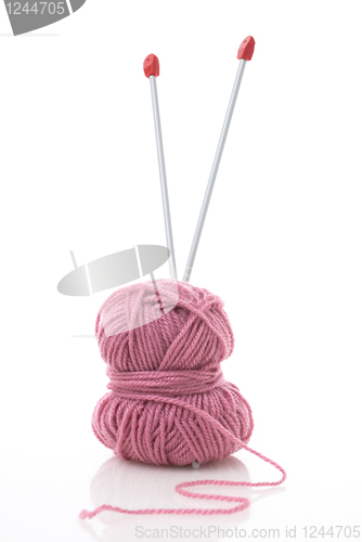 Image of Blue and pink  knitting wool