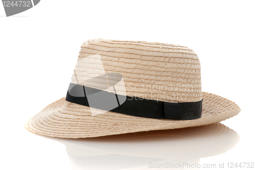 Image of Straw hat withe black ribbon