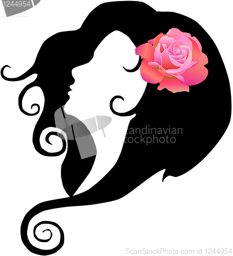 Image of vector girl with rose