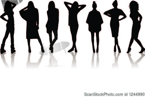 Image of new set of various beautiful model girls in dress.