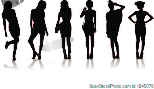 Image of new set of various beautiful model girls in dress.