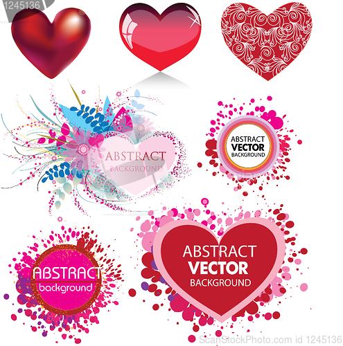 Image of set of different hearts and symbols