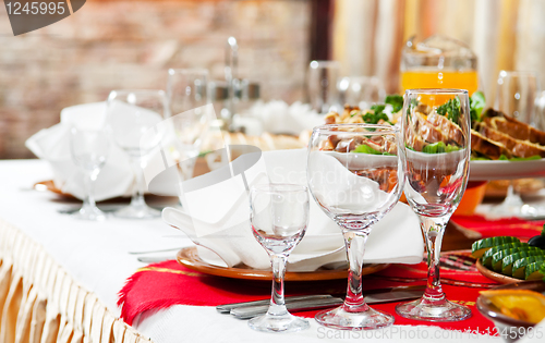 Image of catering food table set decoration