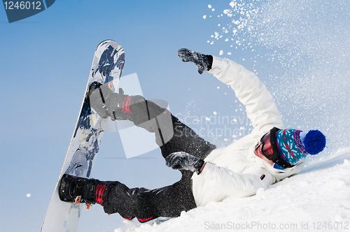 Image of snowboard extreme falling