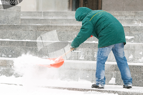 Image of Man shoveling snow