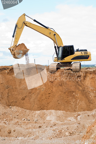 Image of Loader ecavator at sand quarry