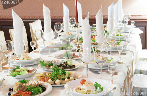 Image of close-up catering table set