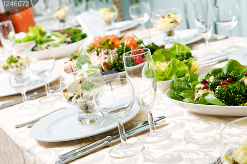 Image of close-up catering table set