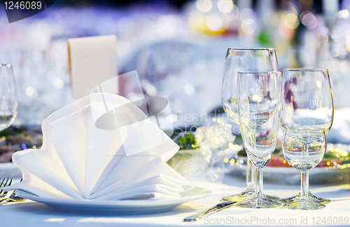 Image of close-up catering table set