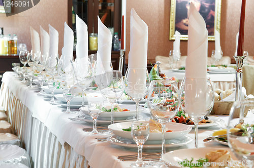 Image of close-up catering table set