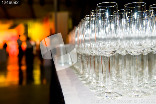 Image of heap of stemware glass at party