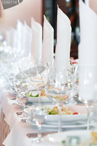 Image of close-up catering table set