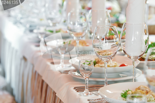 Image of close-up catering table set