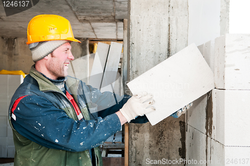 Image of construction mason worker bricklayer