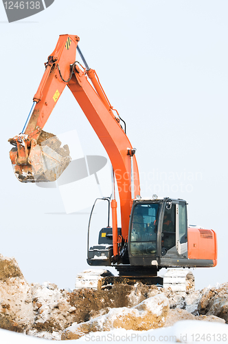 Image of excavator loader at winter works