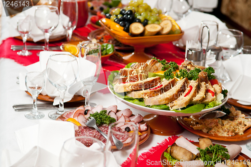 Image of catering food table set decoration