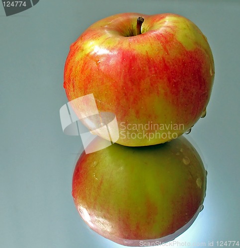 Image of Wet apple on a mirror