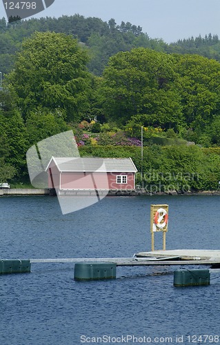 Image of Boathouse and lifesaving ring