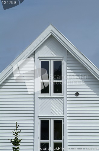 Image of Detail of white wooden house