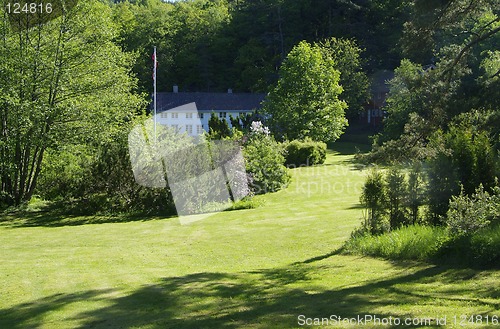 Image of Old, wooden house in big garden