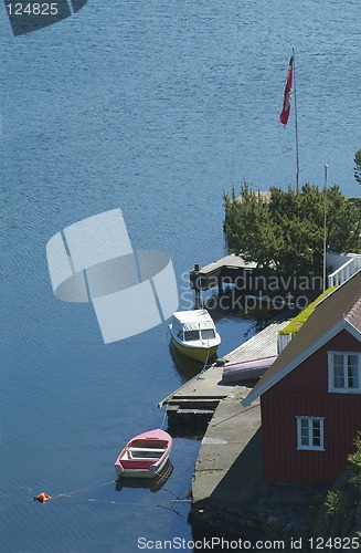 Image of Summer house and boats in the south of Norway