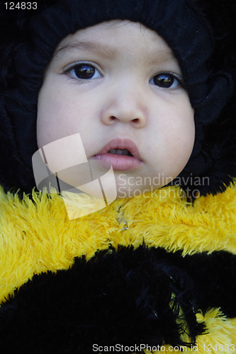 Image of close-up of girl dressed like a bee