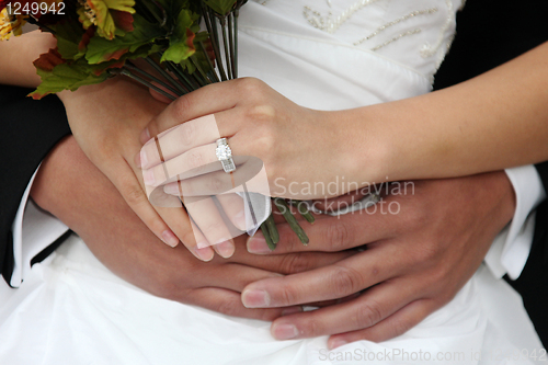 Image of Beautiful Happy Newlywed Couple on Their Wedding Day