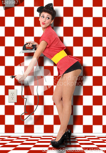 Image of Pin Up Girl of the 1950 Era With Iron